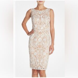 Adrianna Papell Ivory Sequin Embroidered Sheath Dress
